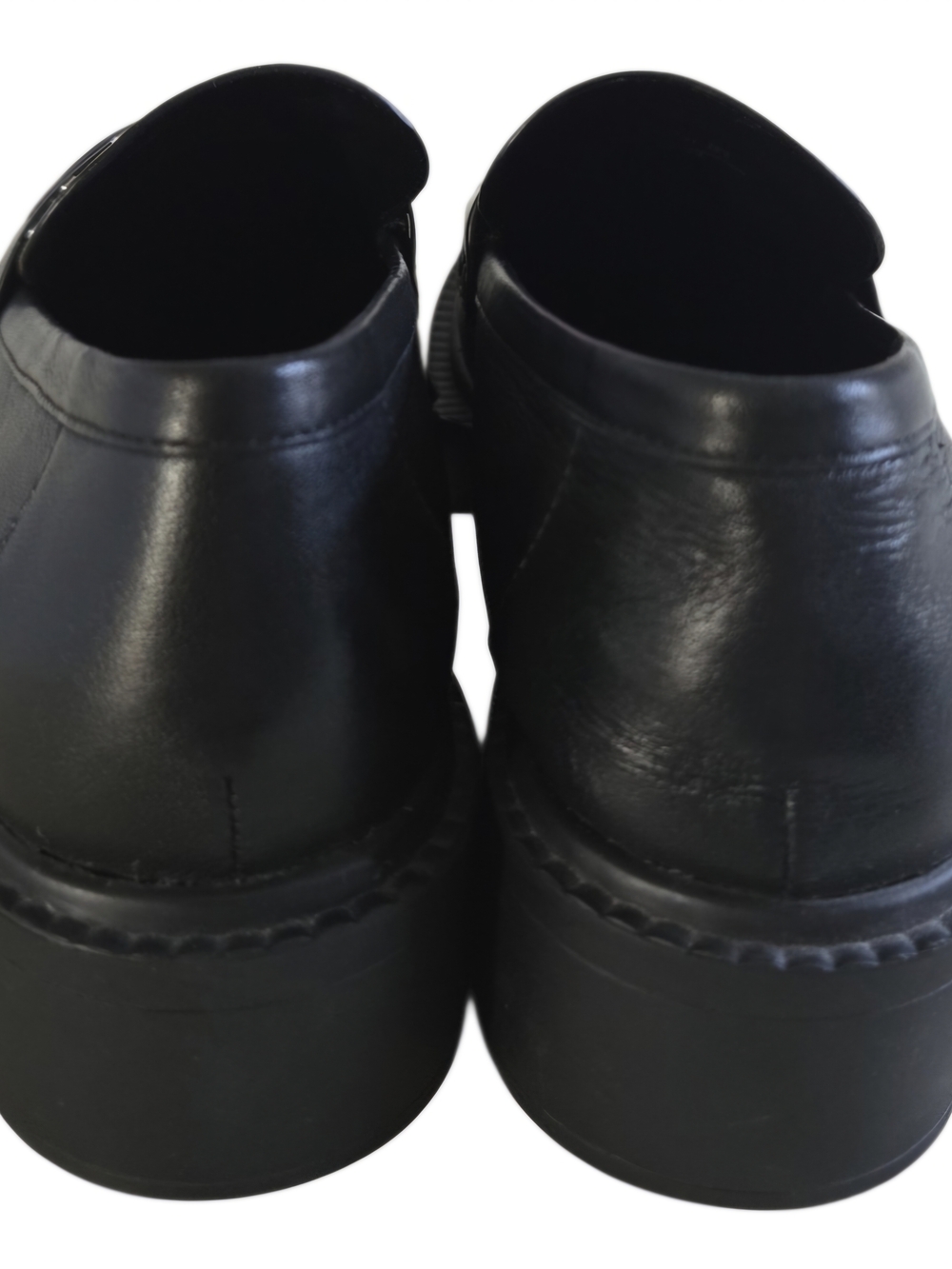 Coach Leela Black Leather Loafer  w/ silver-tone metal studs And Metal Logo Sz 9 - Picture 7 of 12